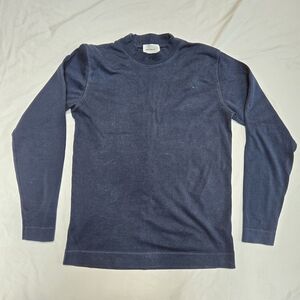Norse Projects Navy Blue Crew Neck Long Sleeve Mercerized Cotton Sweater